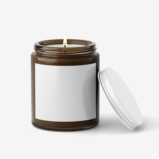 Candle in Amber Glass Jar - Editable Wick