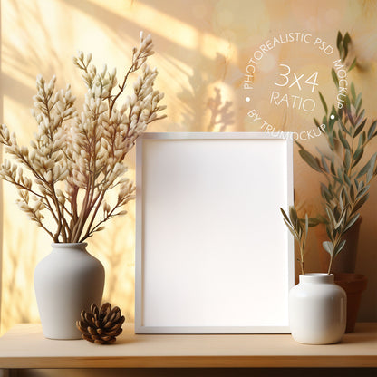 Picture Frame Mockup - 3:4 Frame Ratio - Natural Edition