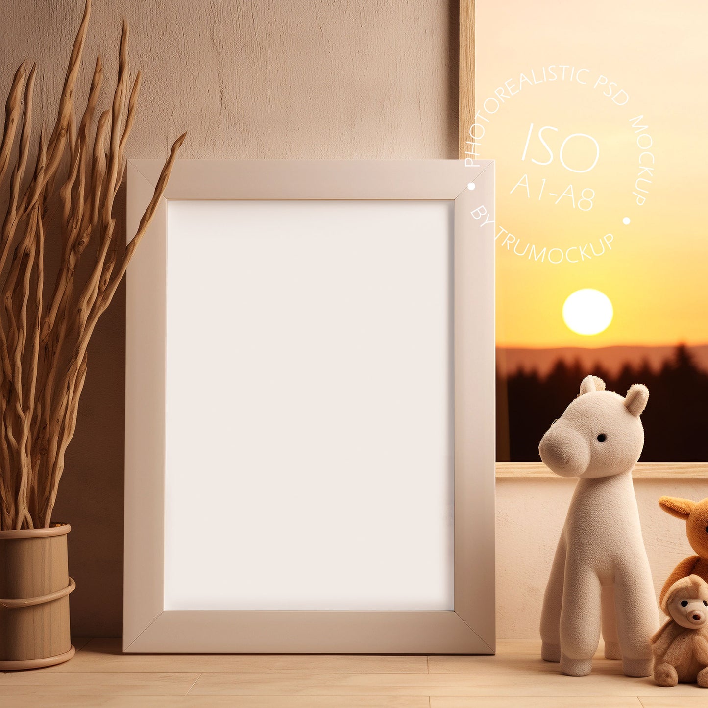 Nursery Picture Frame Mockup - ISO Frame Size - Boho Edition