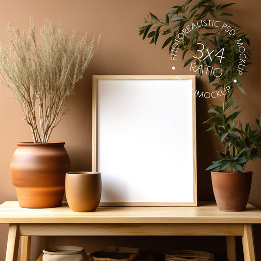 Picture Frame Mockup - 3:4 Frame Ratio - Natural Edition