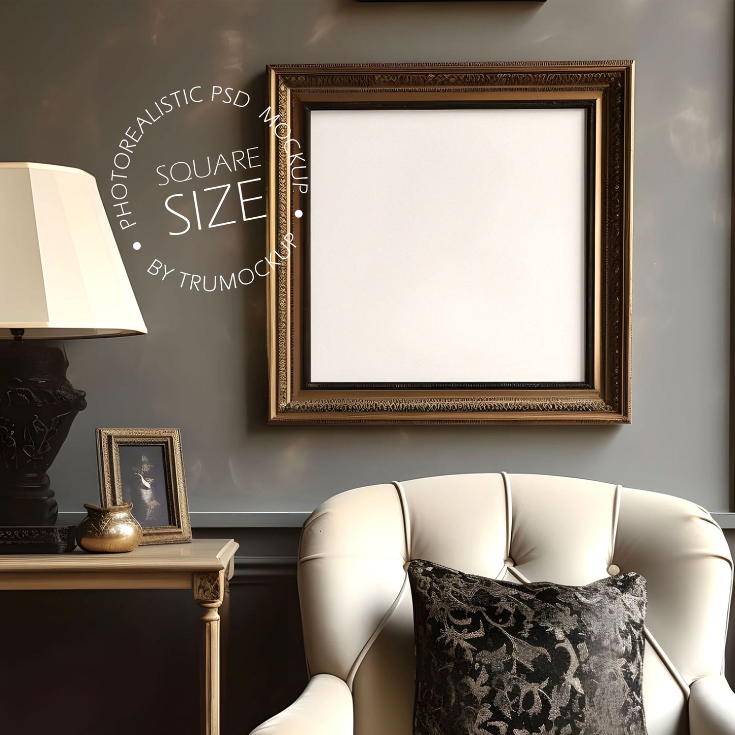 Picture Frame Mockup - Square Frame Size - Victorian Style