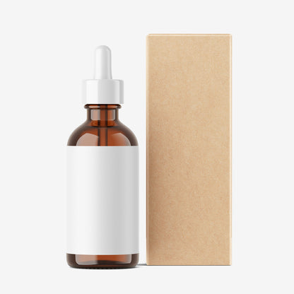 Amber Dropper Bottle & Cardboard Box - Editable Lid