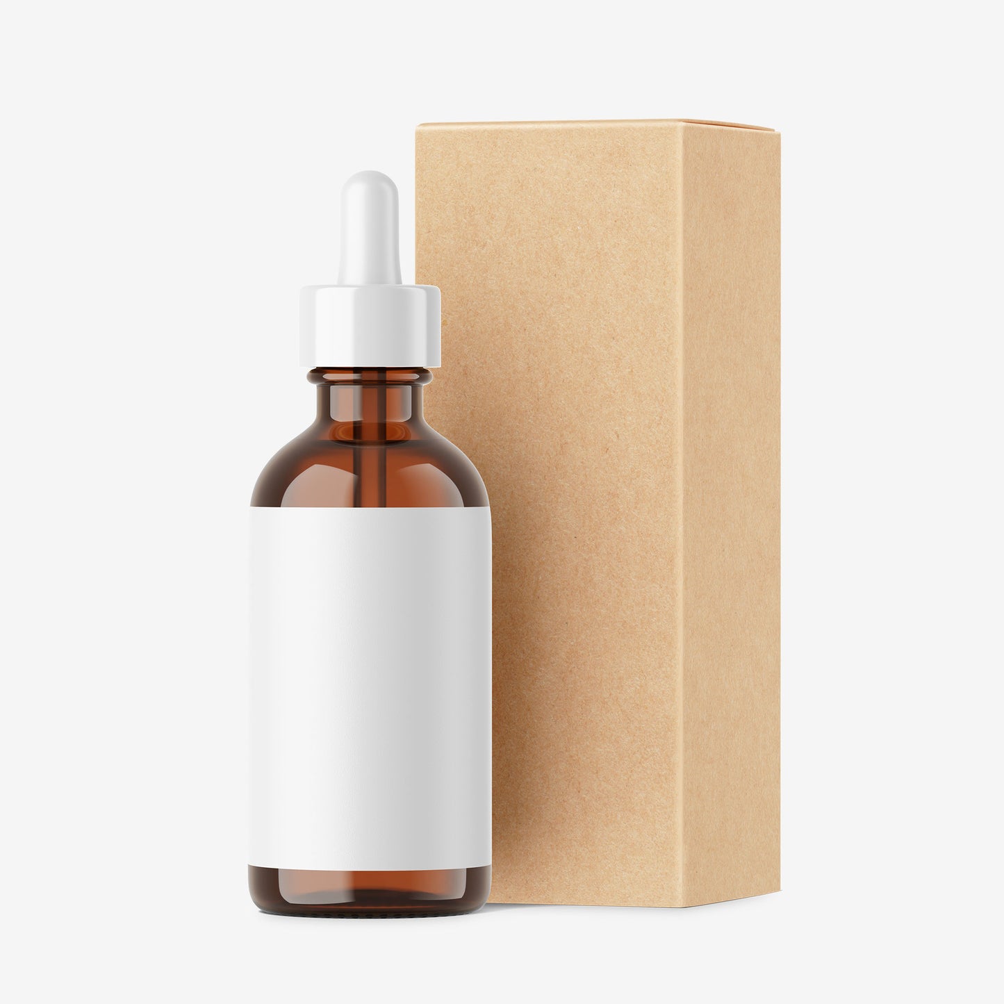 Amber Dropper Bottle & Cardboard Box - Editable Lid