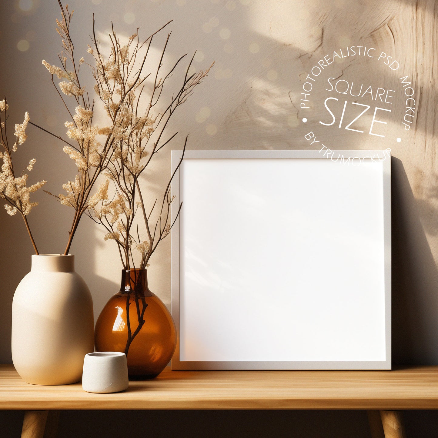 Picture Frame Mockup - Square Frame Size - Natural Edition