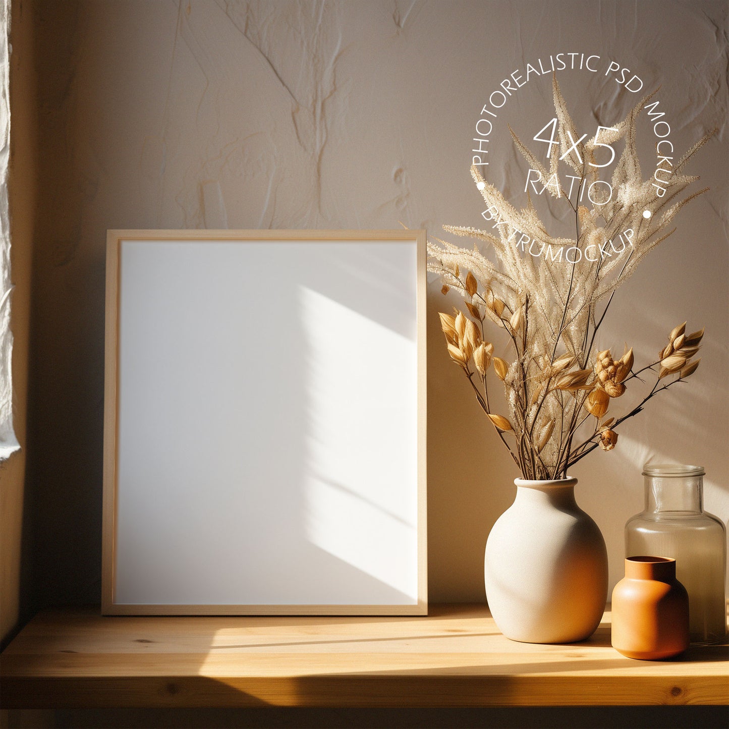 Picture Frame Mockup - 4:5 Frame Ratio - Natural Edition