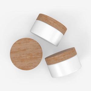 Plastic Cream Jar - Wooden Lids - Cosmetic Mockup