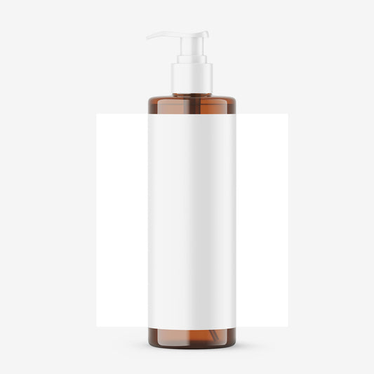 Amber Pump Bottle - Expanded Label & Editable Lid