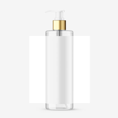 Clear Pump Bottle - Expanded Label&Editable Lid