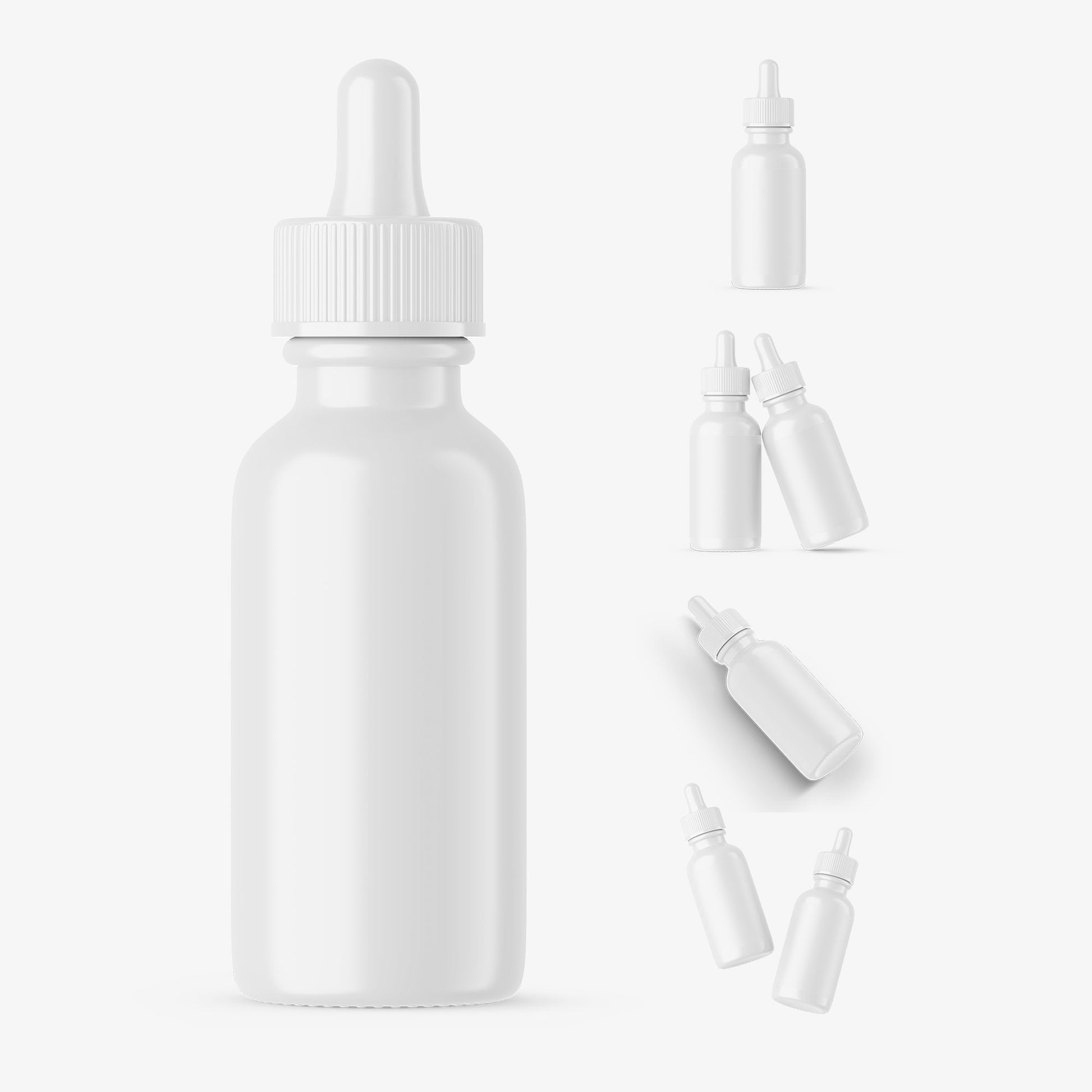 Glossy Dropper Bottles - 4 Cosmetic Mockups Bundle