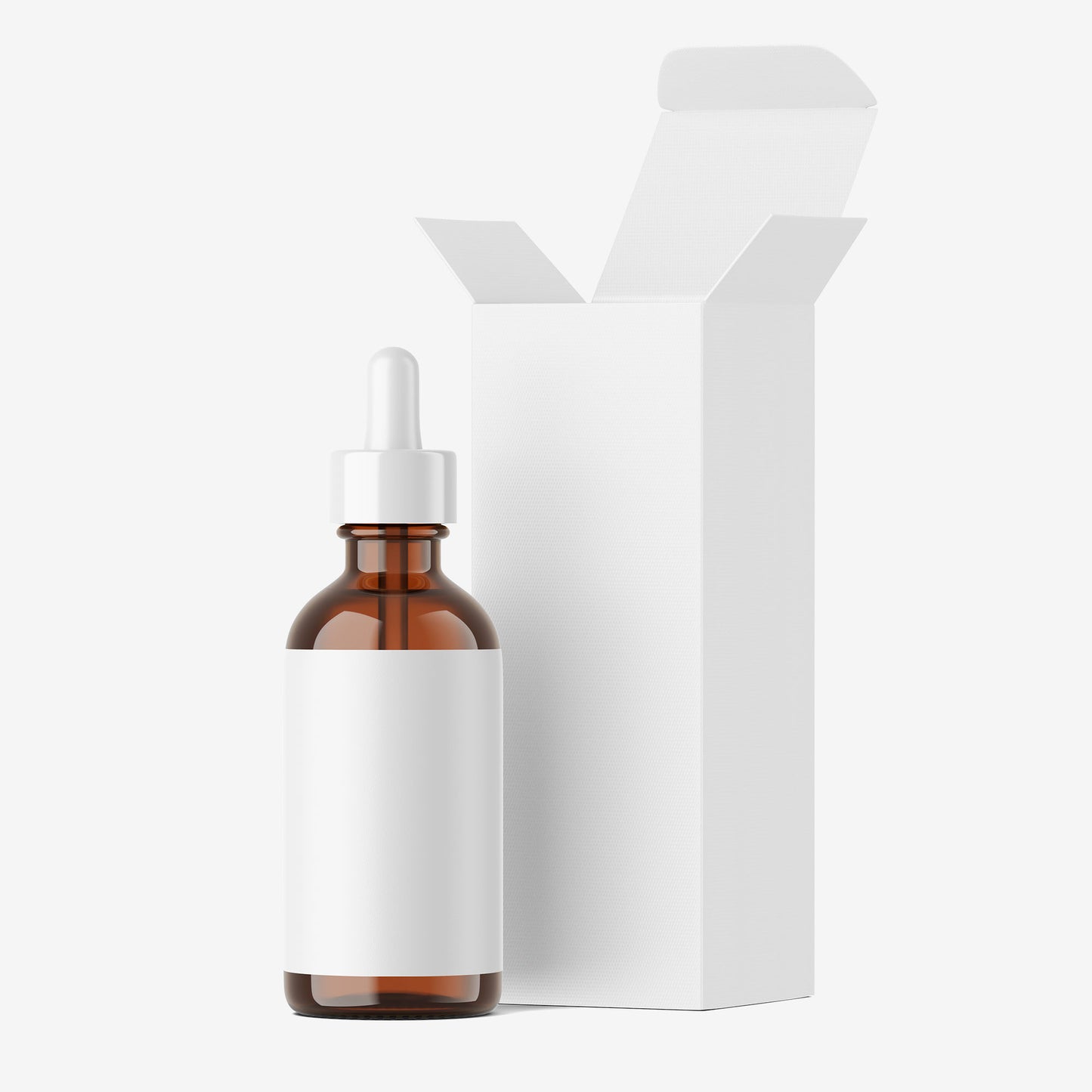 Amber Dropper Bottle & Open Box - Editable Lid