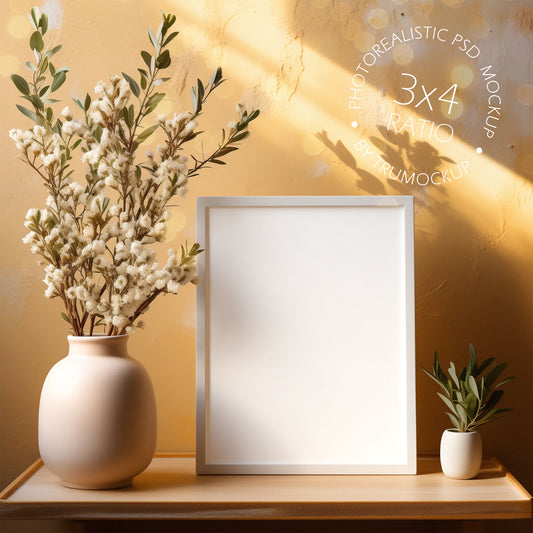 Picture Frame Mockup - 3:4 Frame Ratio - Natural Edition