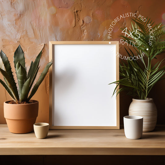 Picture Frame Mockup - 4:5 Frame Ratio - Natural Edition