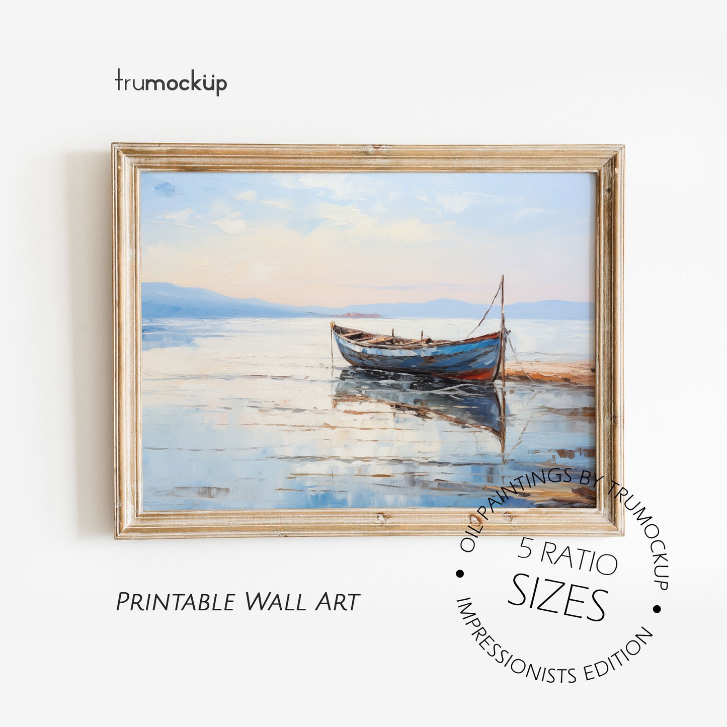 Boat In The Sea - Impressionism Collection - Digital Oil Painting | Printable Wall Art