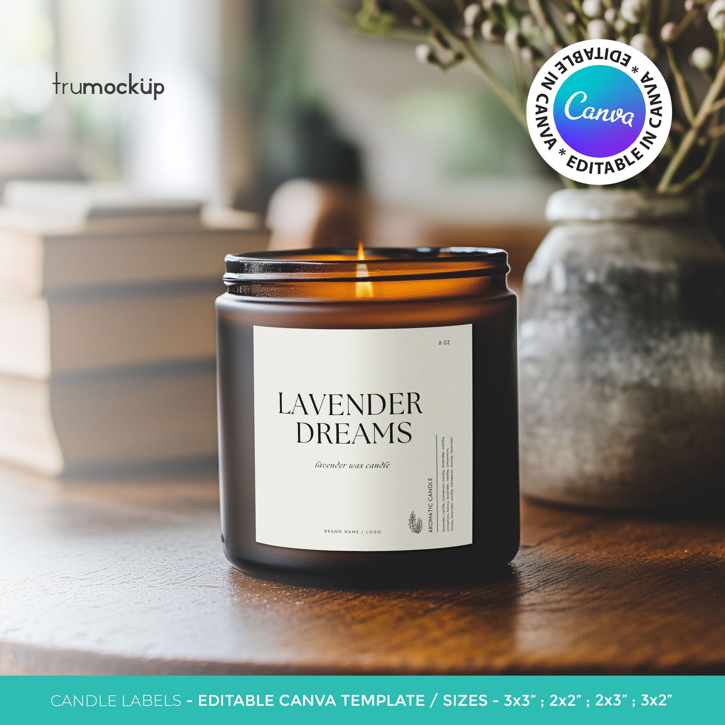 Printable Candle Labels - vol.1 - Editable Canva Templates