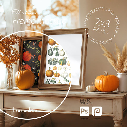 Fall Edition Picture Frame Mockup - 2:3 Frame Ratio