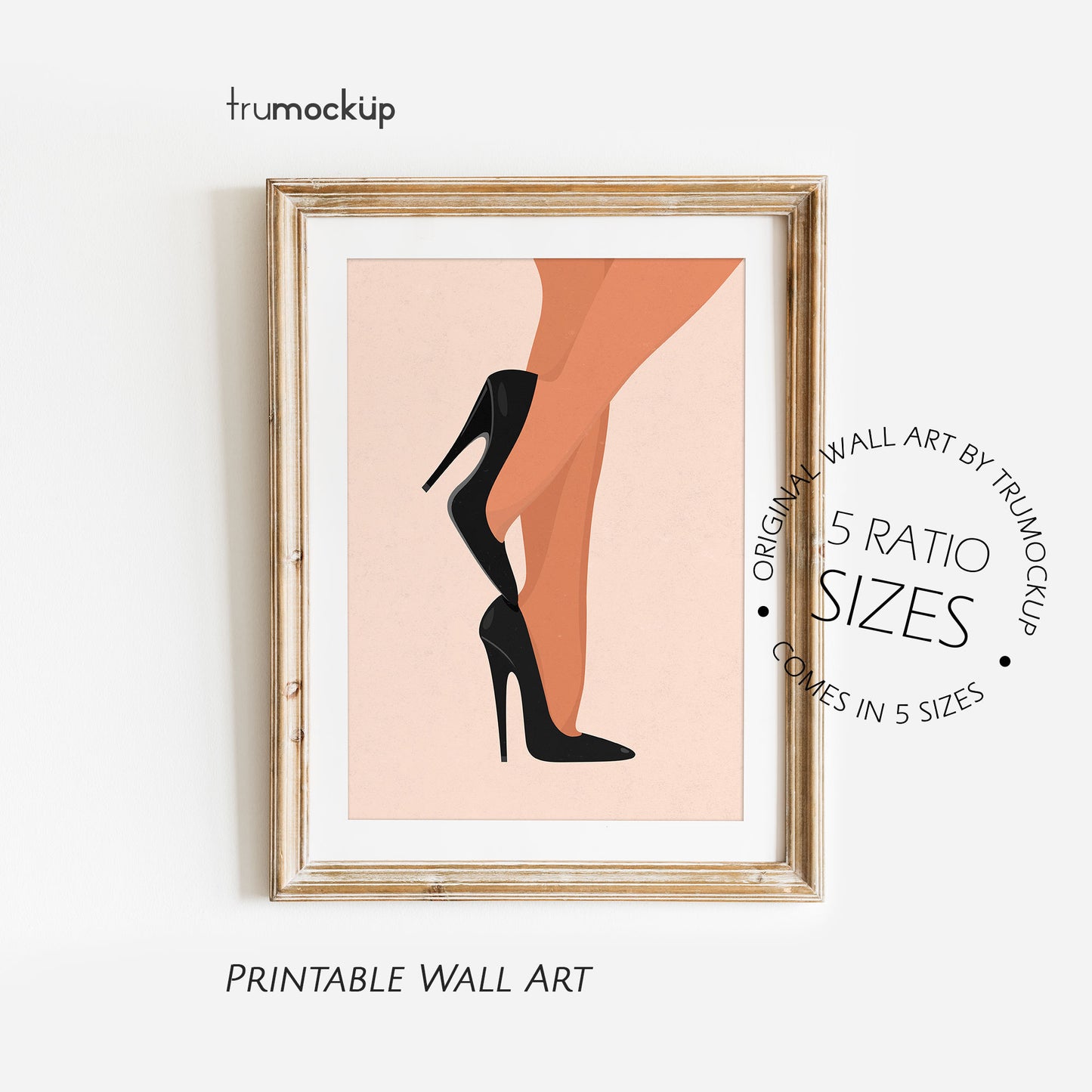 Woman Legs With Black High Heels - Digital Illustration | Ready to Print Wall Art