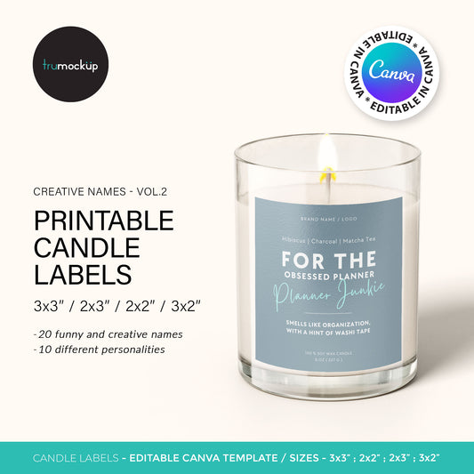 Printable Candle Labels - Funny Candle Names - vol.2 - Editable Canva Templates