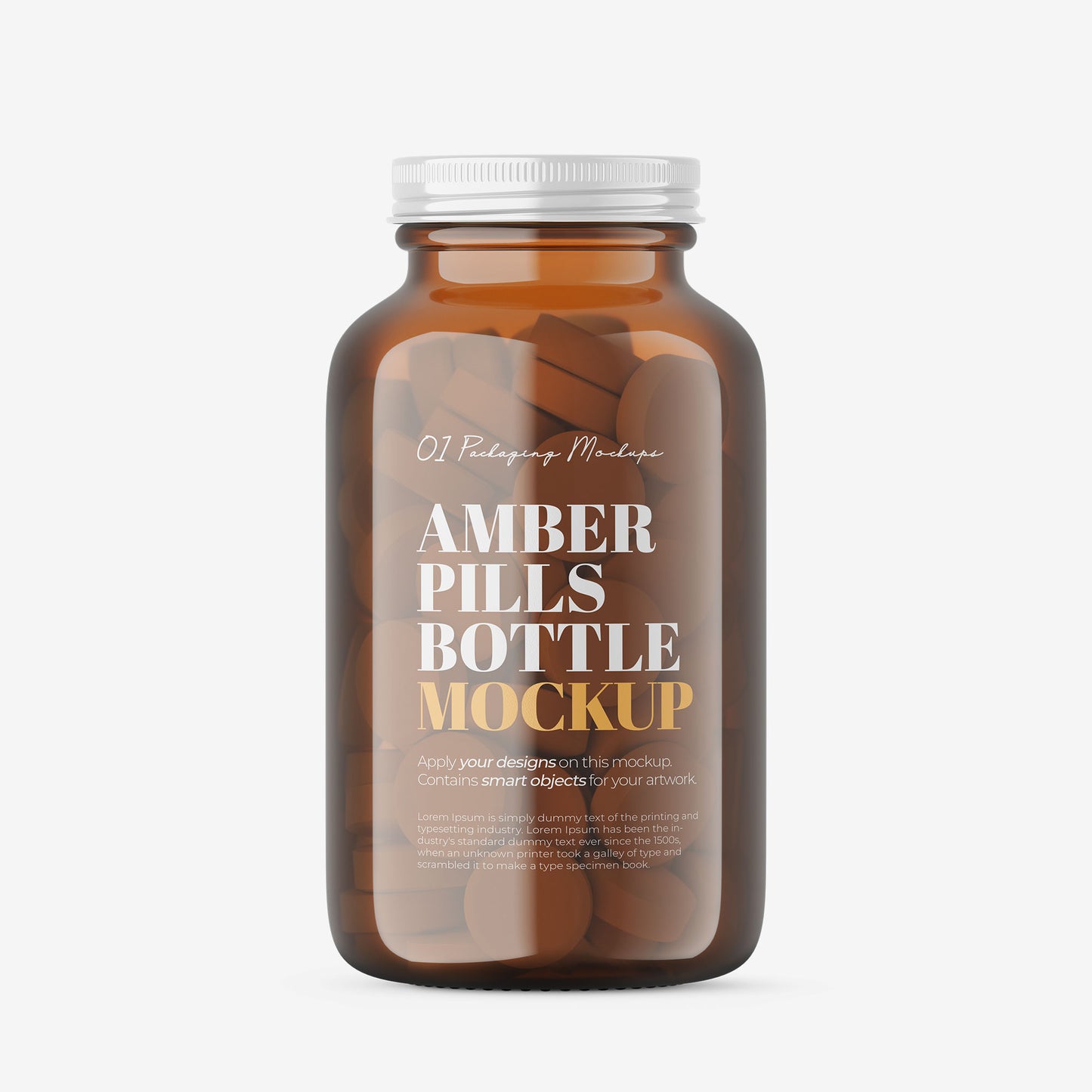 Amber Glass Pills Bottle