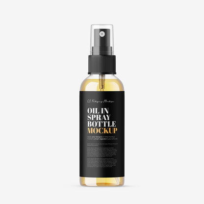 Oil in Clear Spray Bottle - Editable Lid