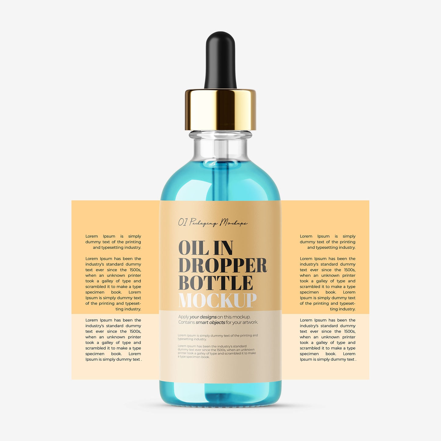 Clear Dropper Bottle - Expanded Label - Editable Lid&Oil Color