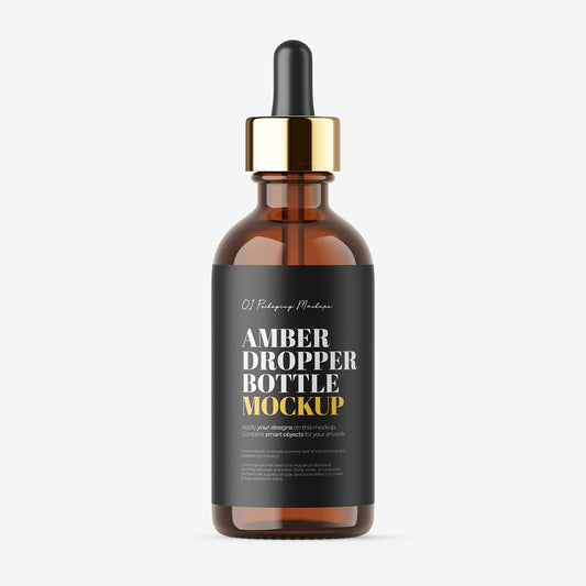 Amber Dropper Bottle - Editable Lid