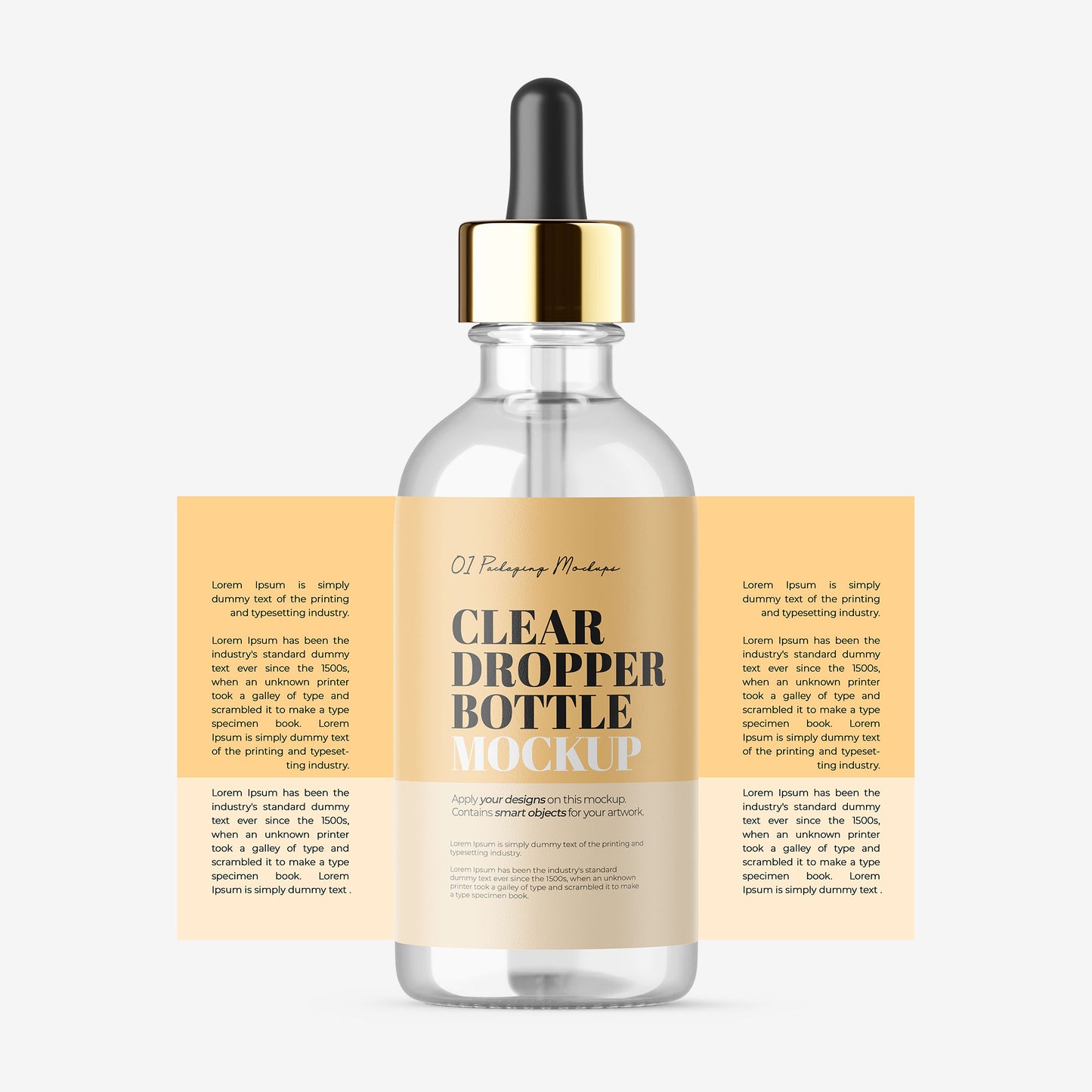 Clear Dropper Bottle - Expanded Label - Editable Lid