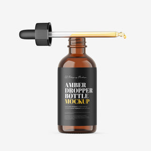 Amber Dropper Bottle - Editable Lid