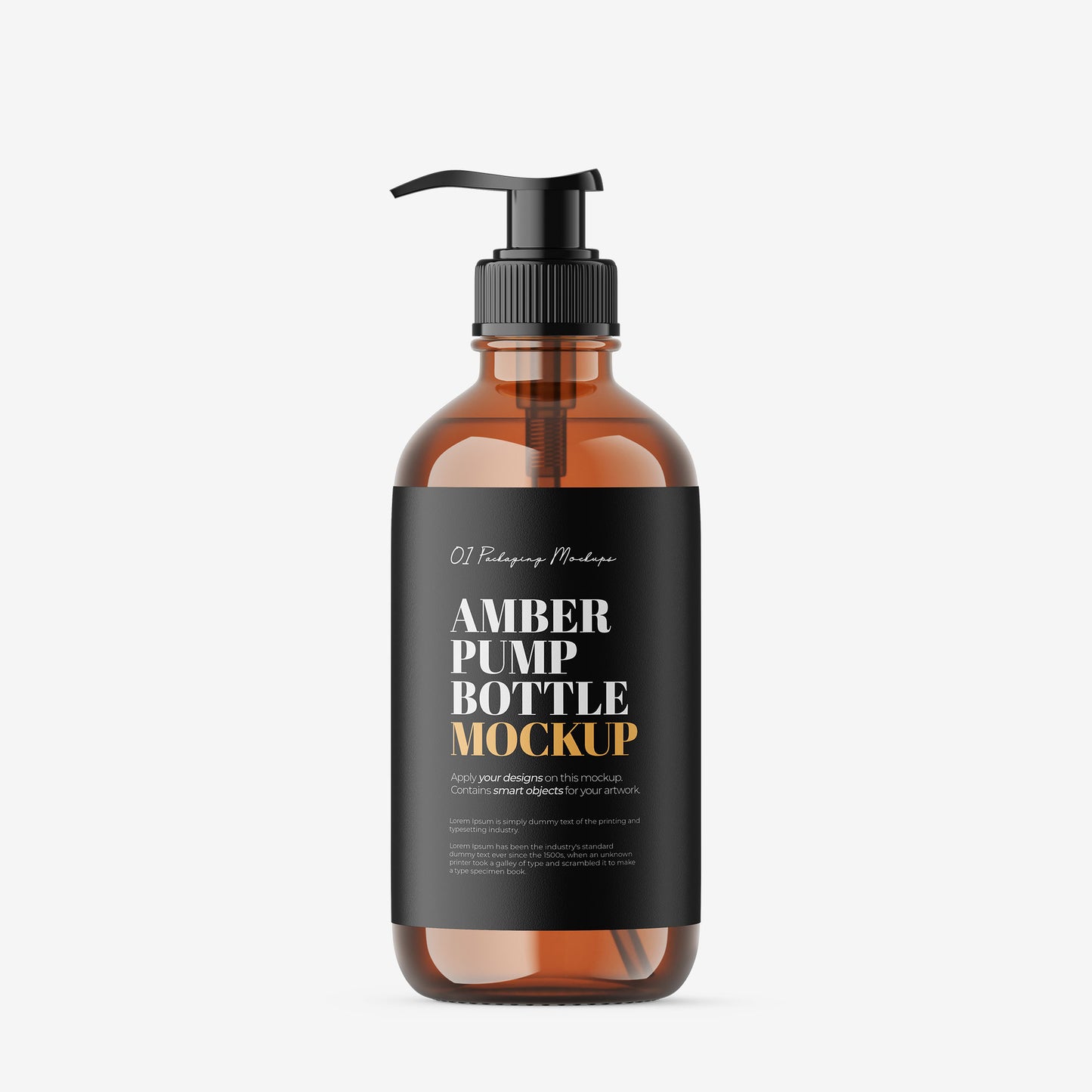 Amber Pump Bottle - Soap Bottle - Editable Lid