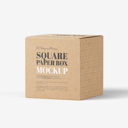 Square Cardboard Box Mockup