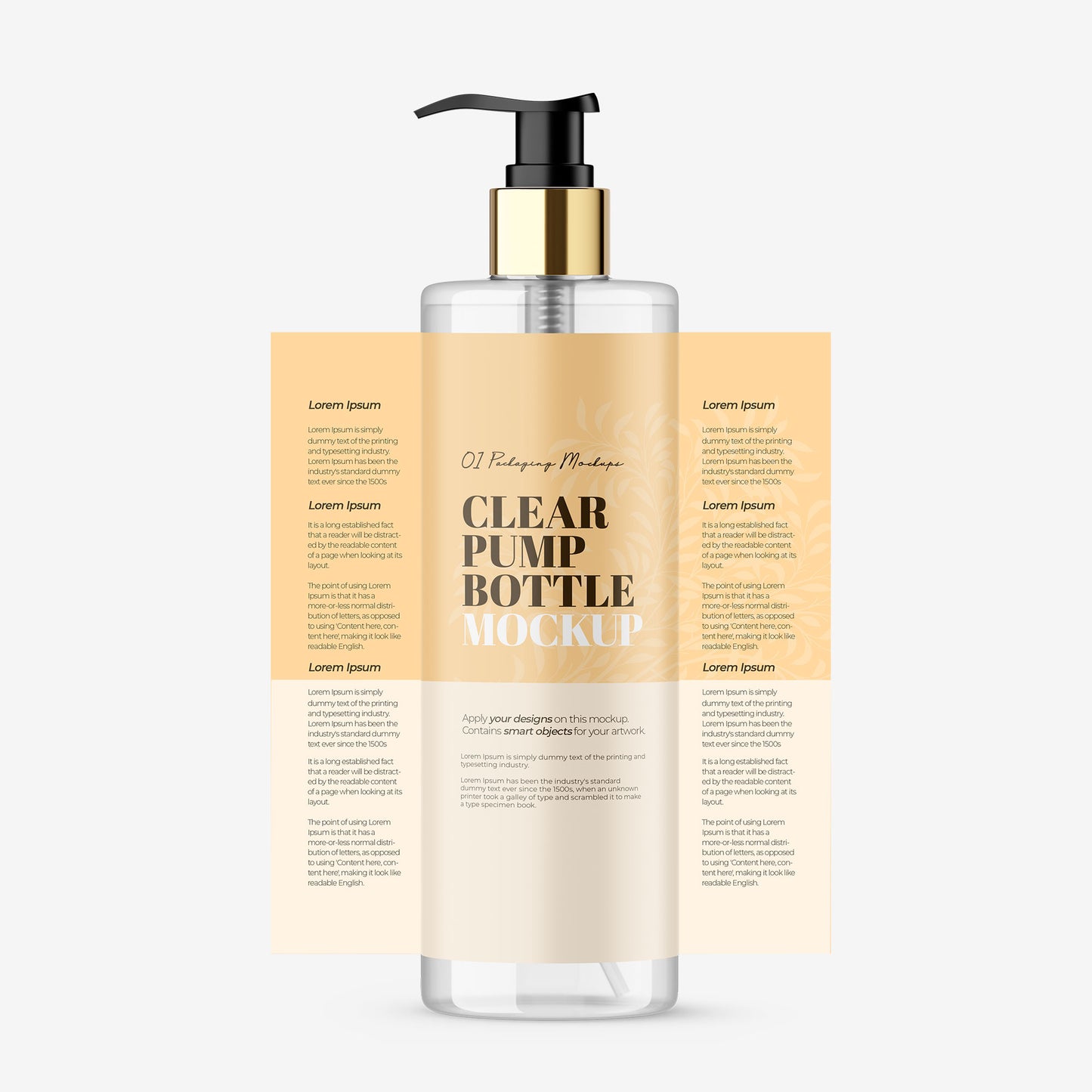 Clear Pump Bottle - Expanded Label&Editable Lid