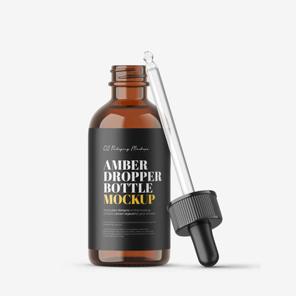 Amber Dropper Bottle - Editable Lid