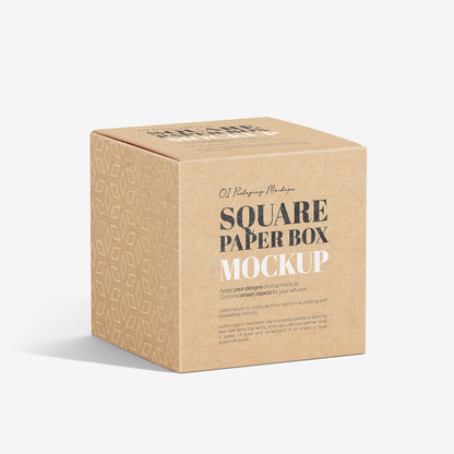 Square Cardboard Box Mockup