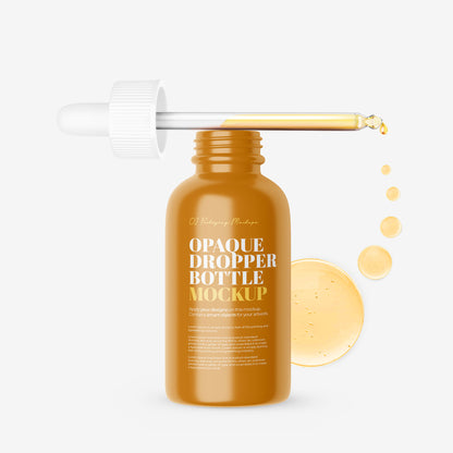 Glossy Dropper Bottle With Serum Bubbles