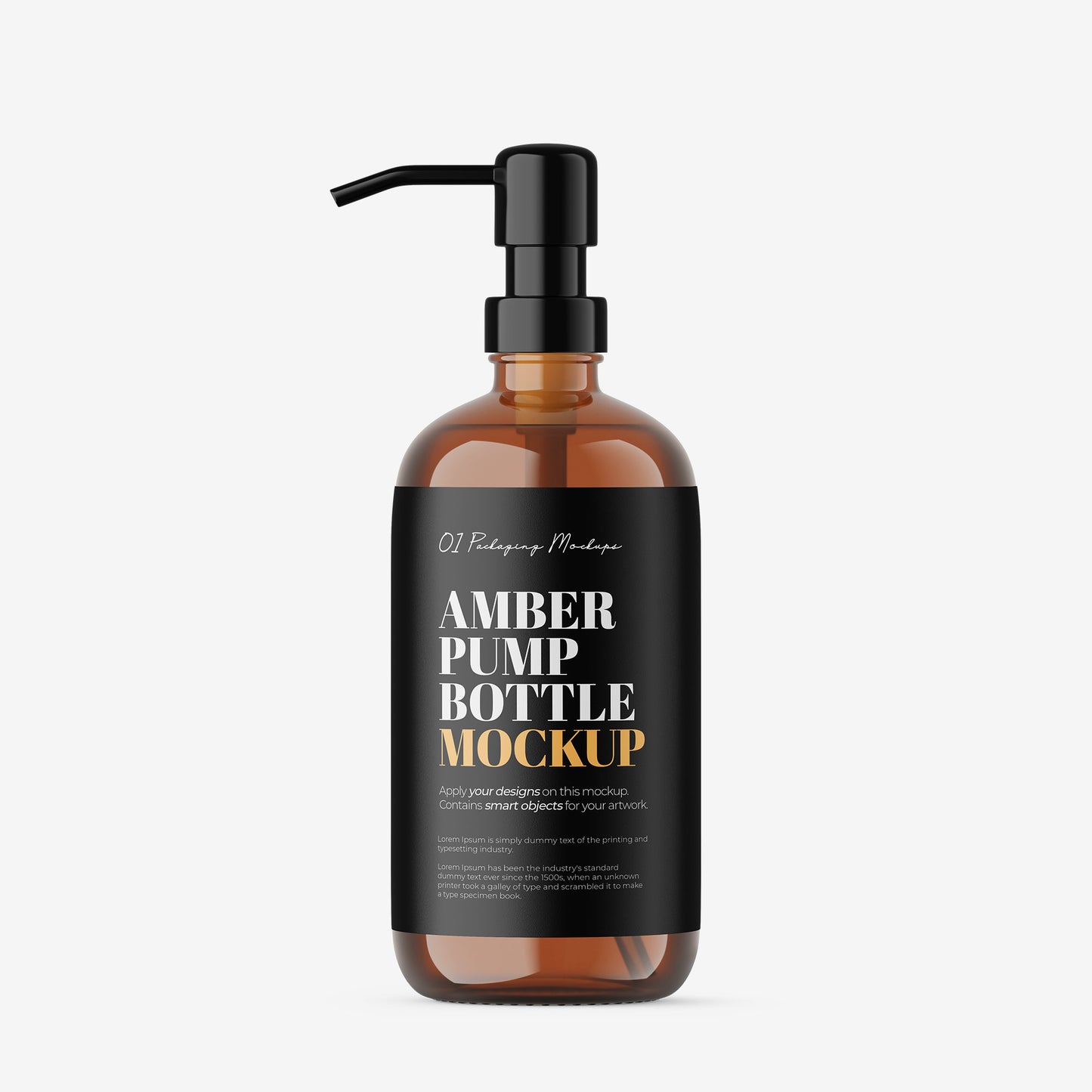 Amber Pump Bottle - Soap Bottle - Editable Lid