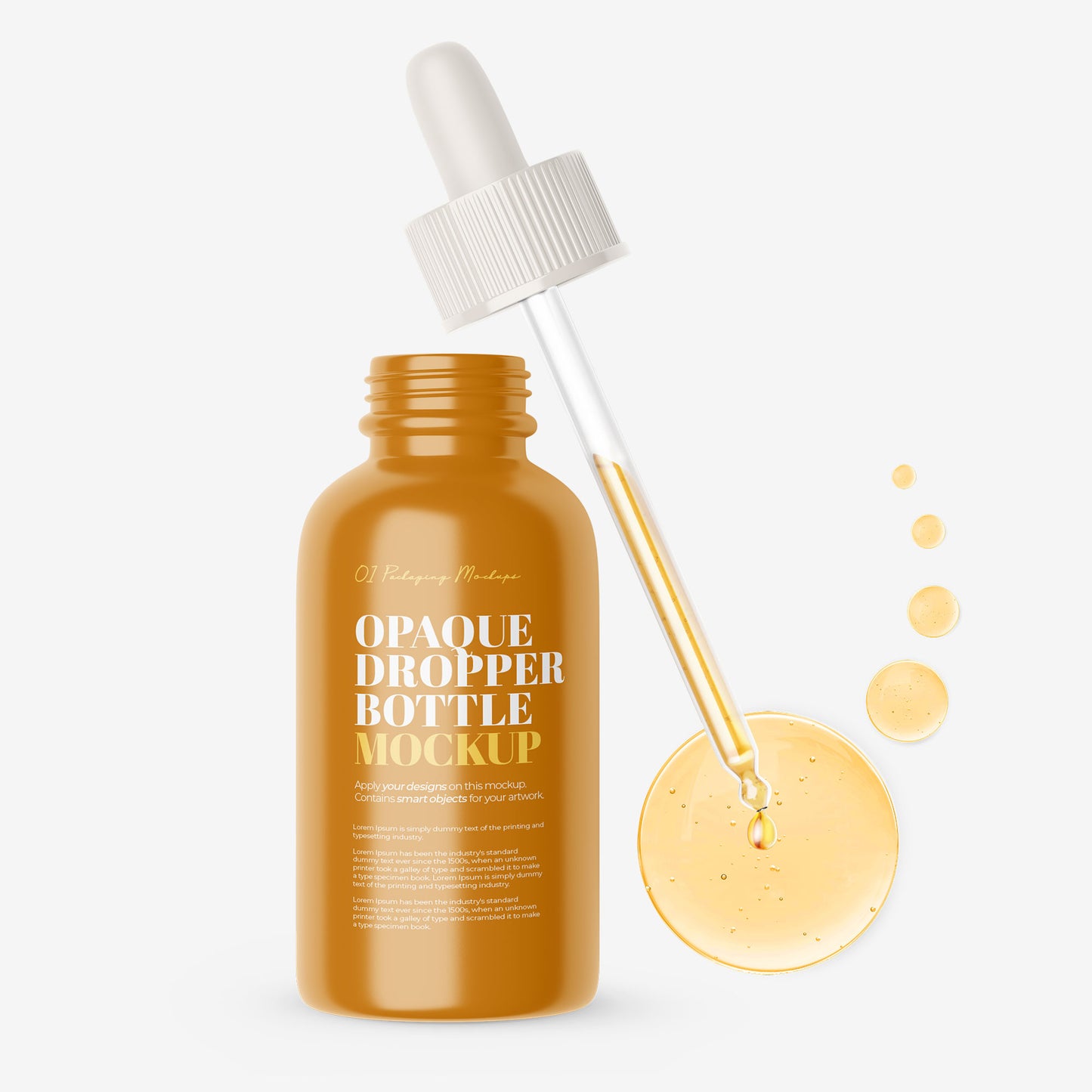 Glossy Dropper Bottle With Serum Bubbles