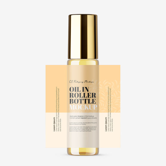 Oil In Clear Glass Roller Bottle With Expanded Label