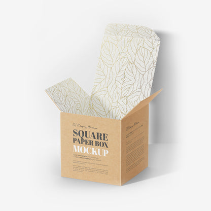 Square Cardboard Box Mockup