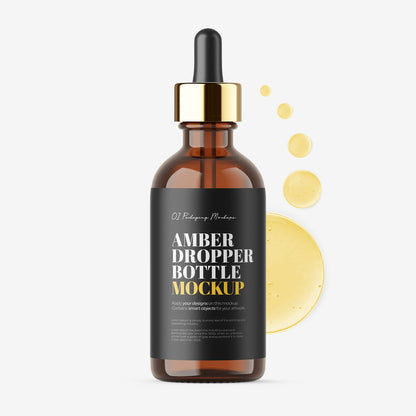 Amber Dropper Bottle With Serum Bubles - Editable Lid