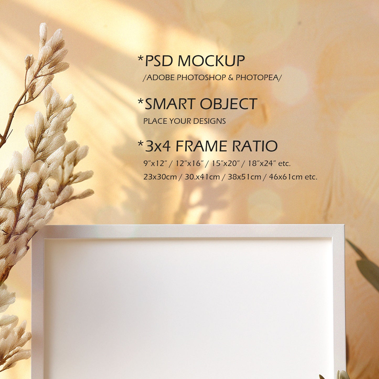 Picture Frame Mockup - 3:4 Frame Ratio - Natural Edition