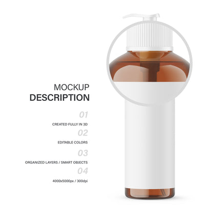 Amber Pump Bottle - Editable Lid