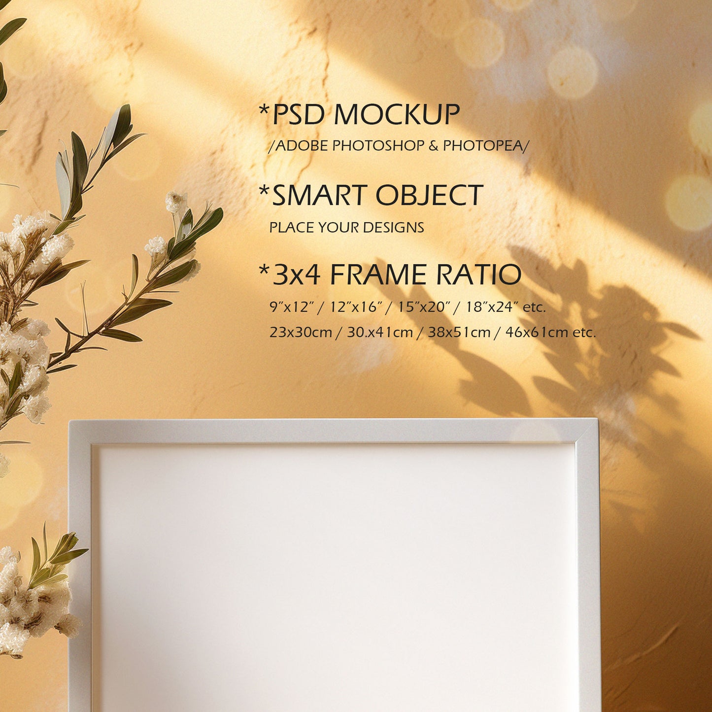 Picture Frame Mockup - 3:4 Frame Ratio - Natural Edition