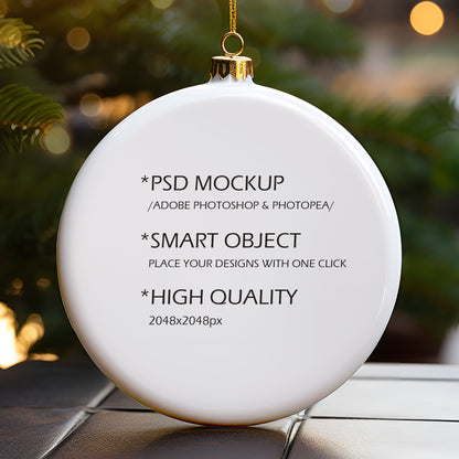 Digital Ceramic Christmas Ornament Mockup