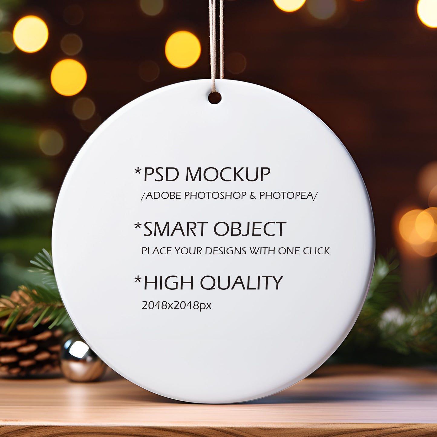 Digital Ceramic Christmas Ornament Mockup