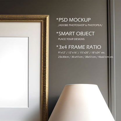 Picture Frame Mockup - 3:4 Frame Ratio - Victorian Style