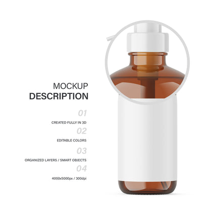 Amber Pump Bottle - Soap Bottle - Editable Lid