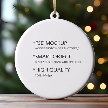 Digital Ceramic Christmas Ornament Mockup