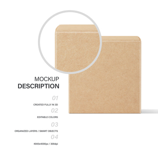 Square Cardboard Box - 4 Mockups Bundle