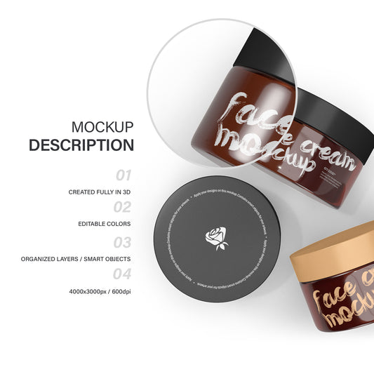 Amber Cosmetic Jars - 5 Mockups Bundle