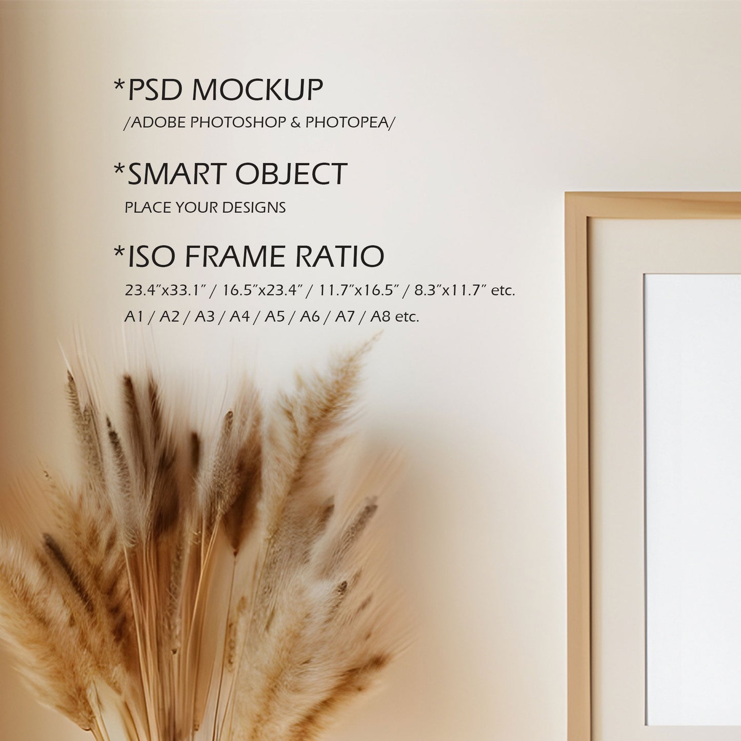 Nursery Picture Frame Mockup - ISO Frame Size - Boho Edition