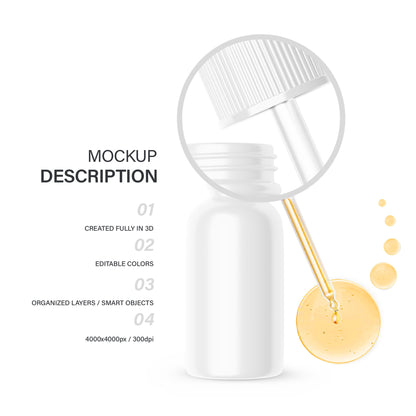 Glossy Dropper Bottle With Serum Bubbles